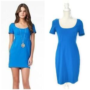 DIANE von FURSTENBERG Linnie Stretch Ponte Dress in Cyan Blue